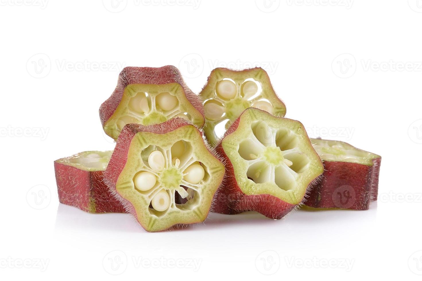 slices red roselle on white background photo