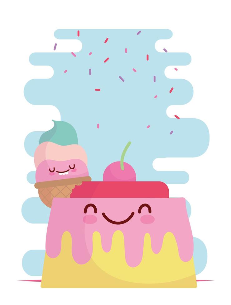 jelly and ice cream menu character cartoon food cute vector