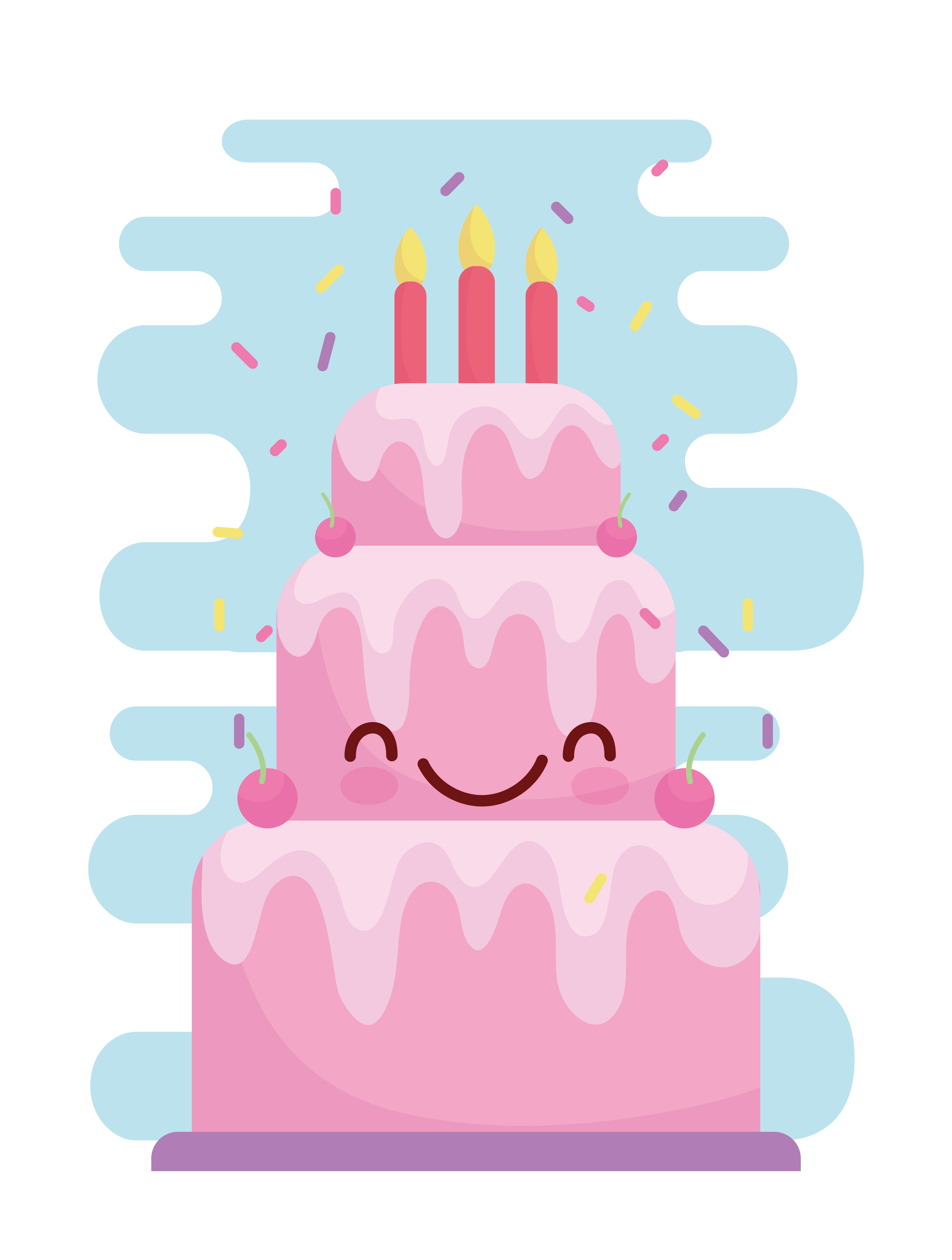 pastel de cumpleaños con velas menú personaje dibujos animados comida lindo  4159333 Vector en Vecteezy