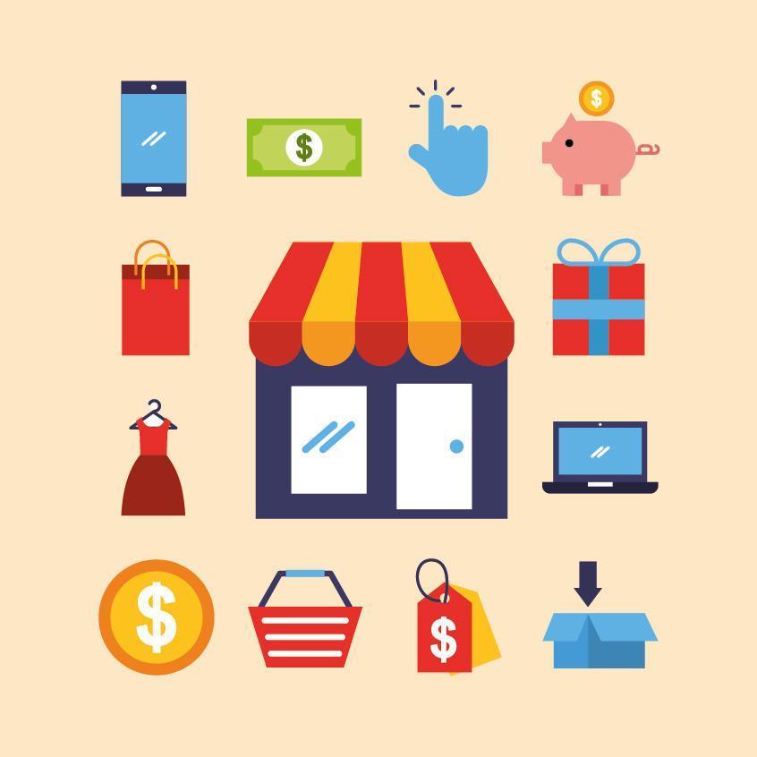 bundle of electronic commerce icons vector