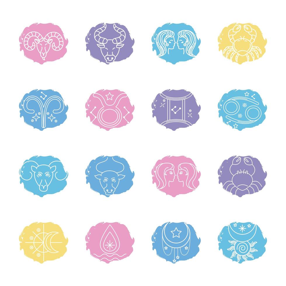 bundle of zodiac signs and symbols vector