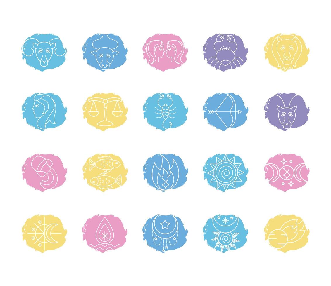 bundle of zodiac signs and symbols vector