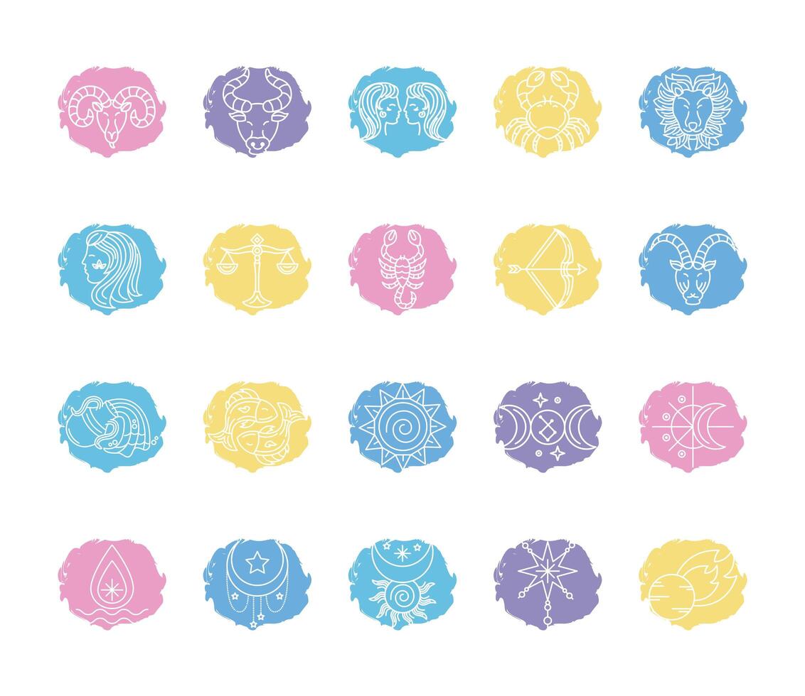 bundle of zodiac signs and symbols vector