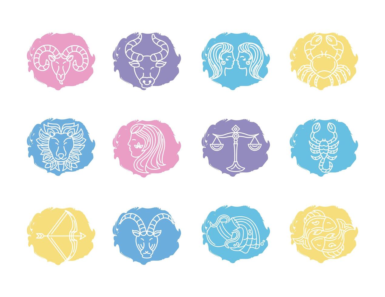 bundle of zodiac signs and symbols vector