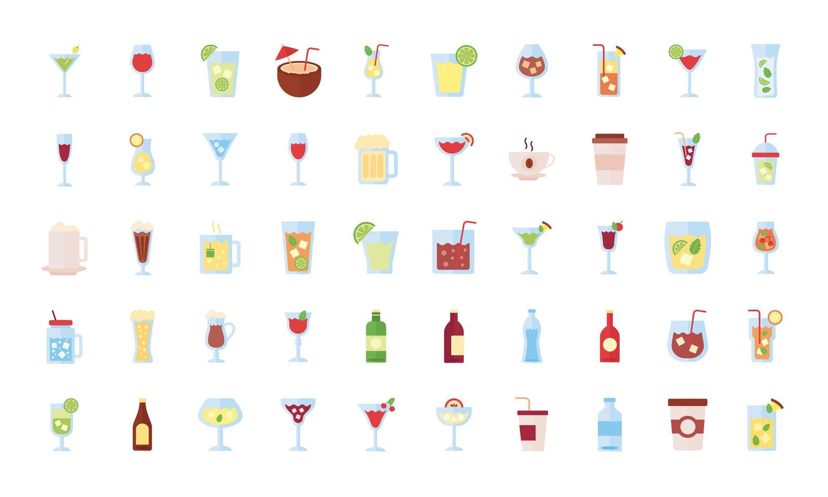 paquete de iconos de conjunto de colección de bebidas vector