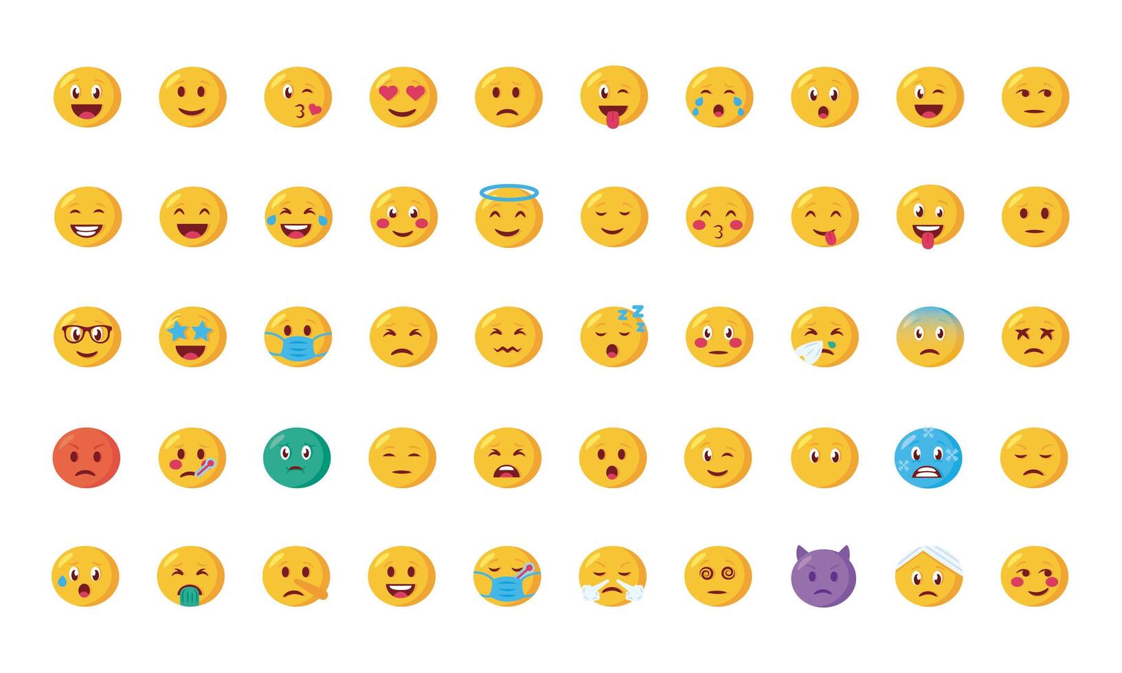 bundle of emojis faces set icons vector