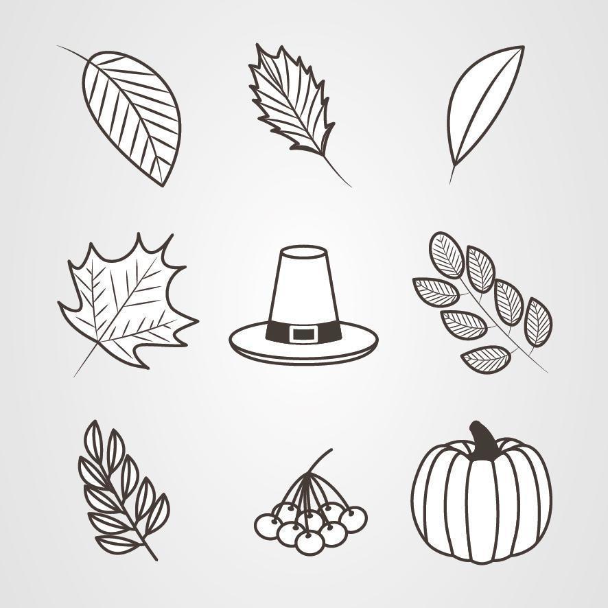 Happy thanksgiving day icon set vector design
