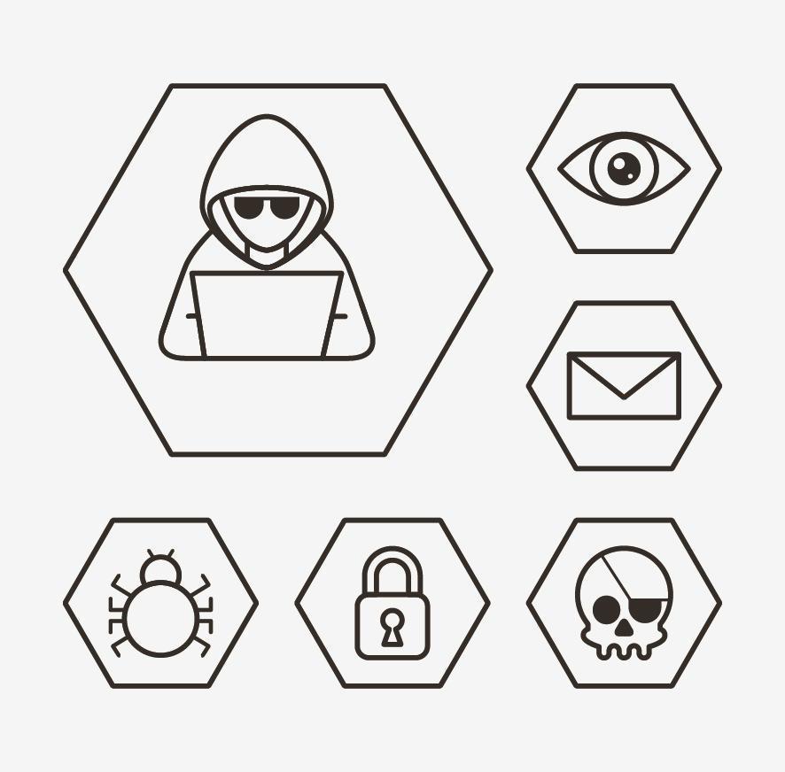 bundle of cyber security set icons vector