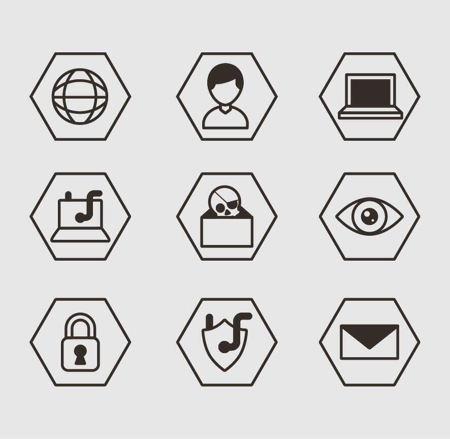 bundle of cyber security set icons vector