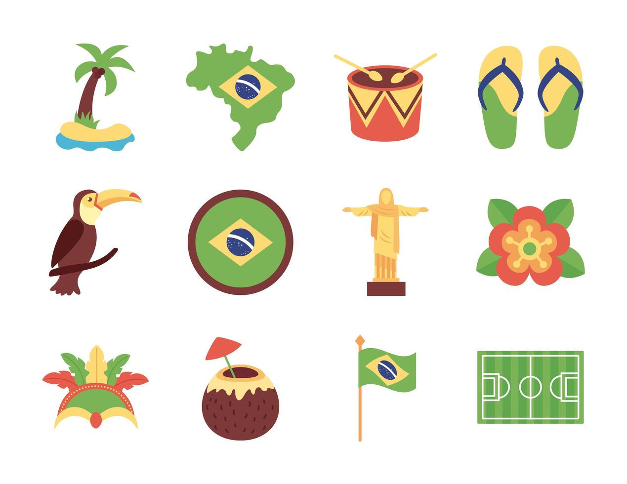 bundle of brazil set icons vector