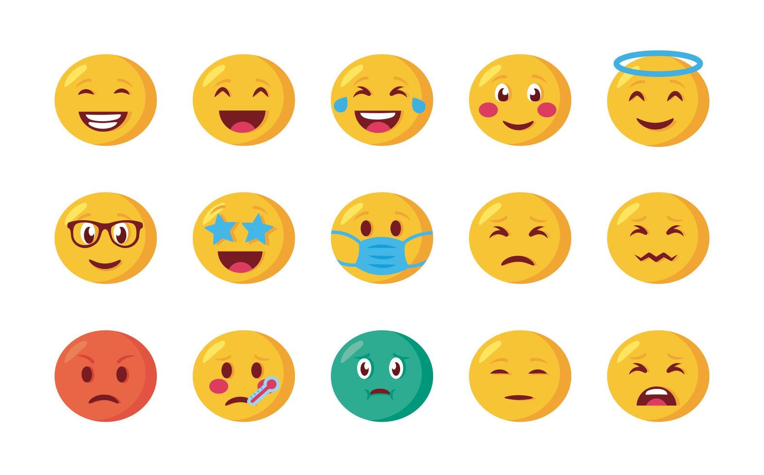 paquete de emojis caras establecer iconos vector