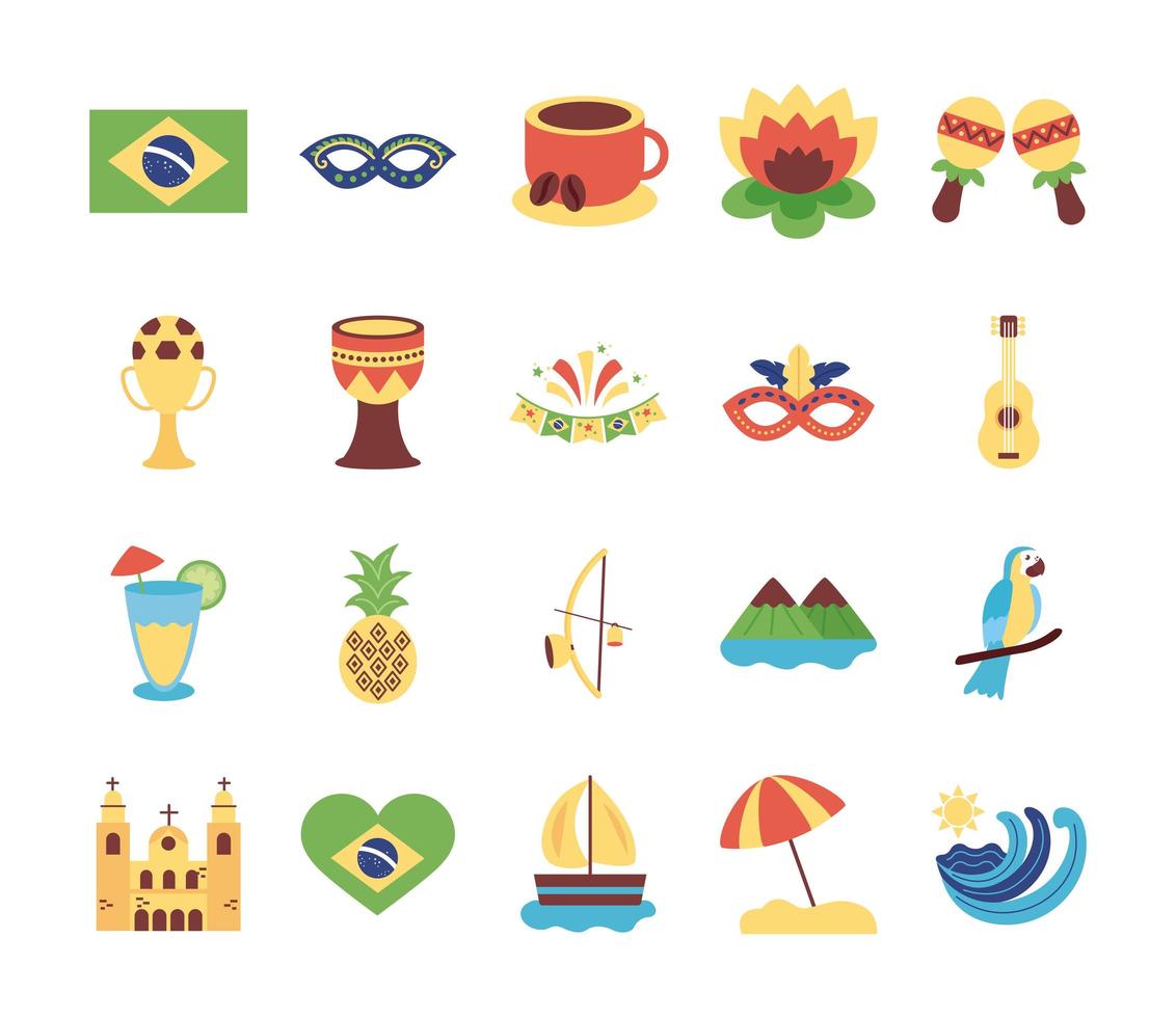 paquete de brasil establecer iconos vector