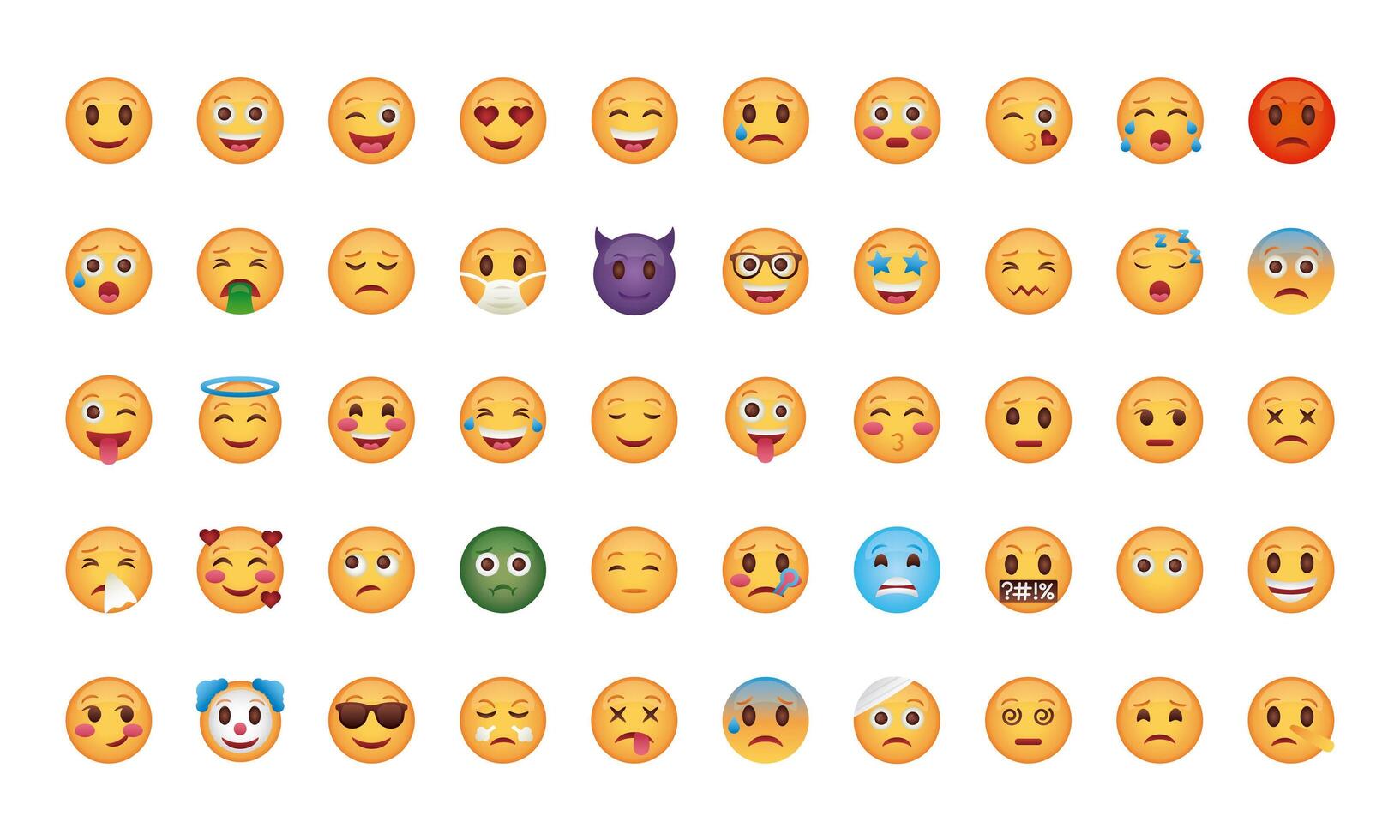 bundle of emojis faces set icons vector