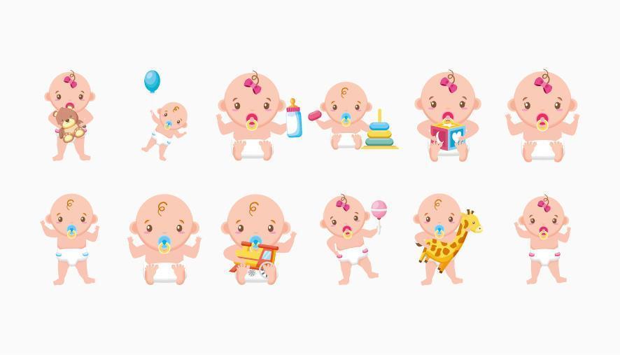 grupo de personajes de bebés lindos vector