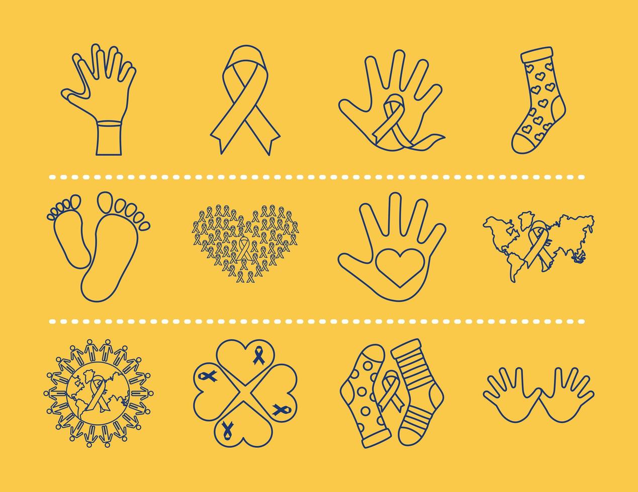 bundle of twelve down syndrome set icons vector