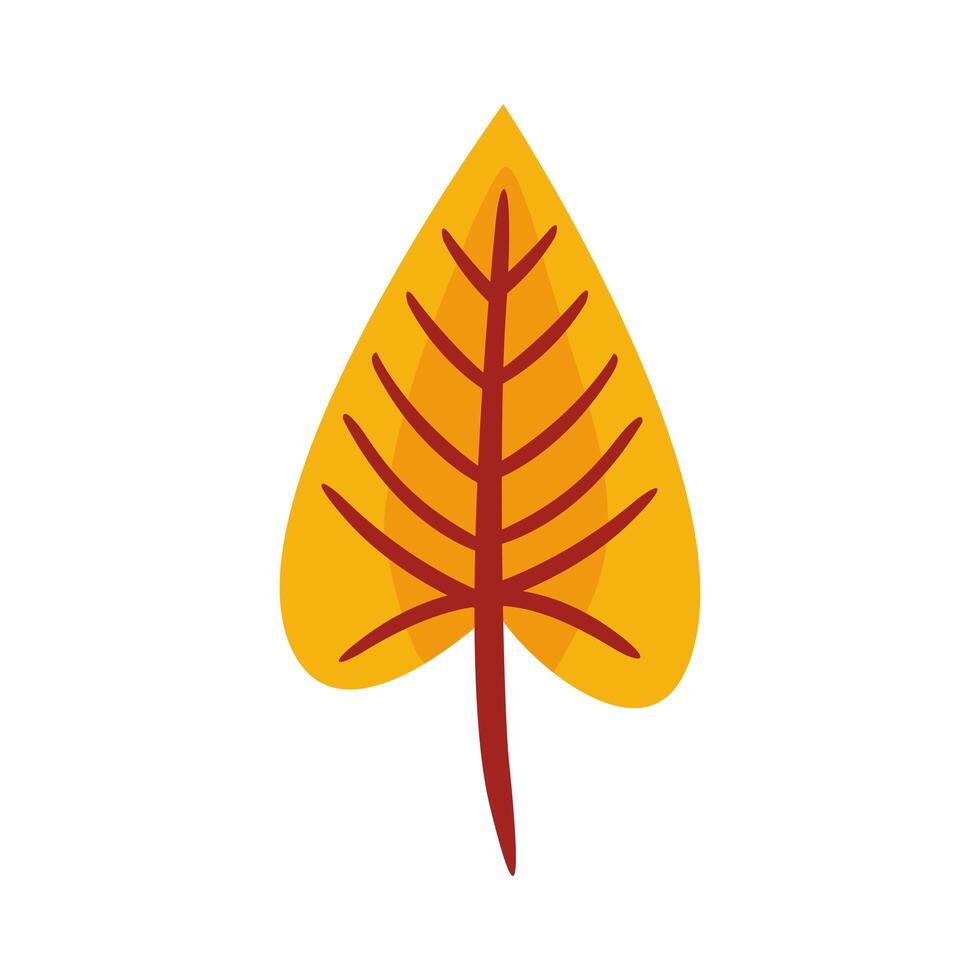 icono de estilo plano de hoja ovada de otoño vector