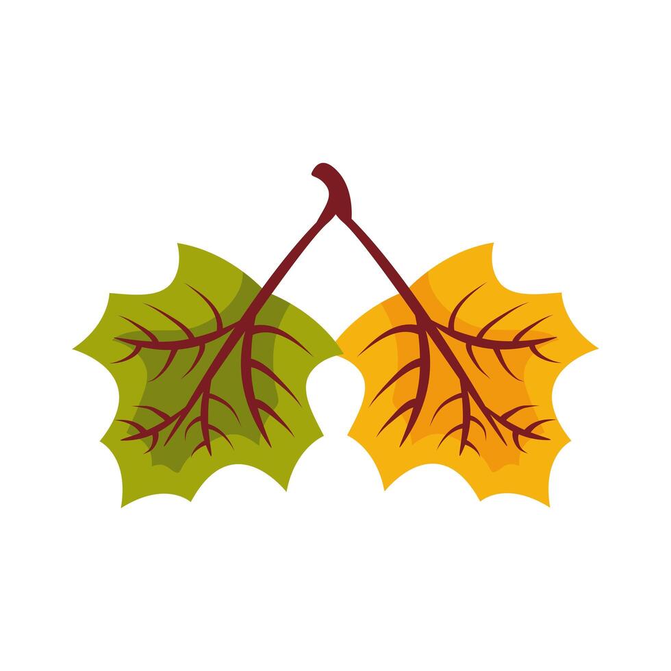 icono de estilo plano de hoja palmeada de otoño vector