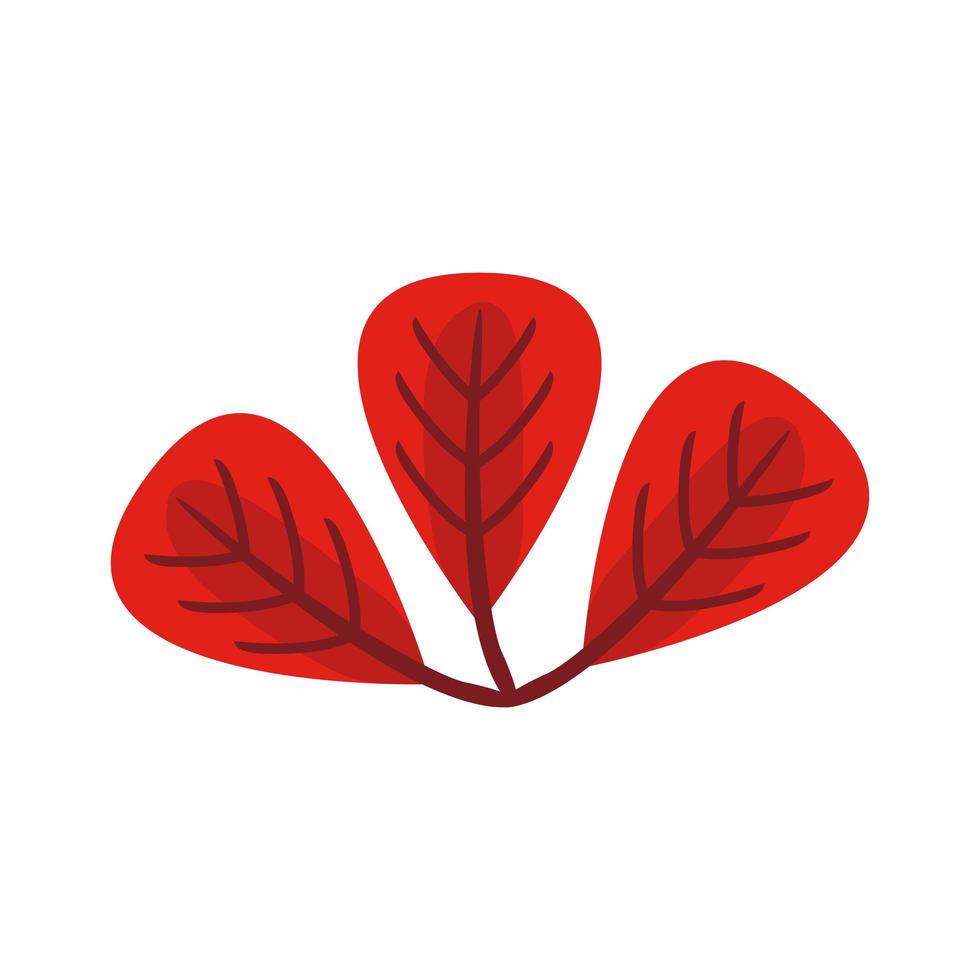 icono de estilo plano de hojas en forma de corazones de otoño vector