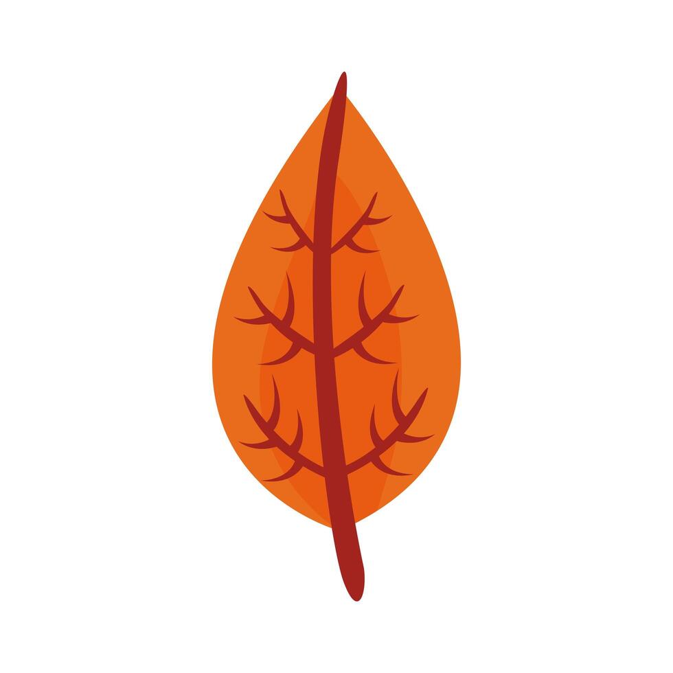 icono de estilo plano de hoja ovada de otoño vector