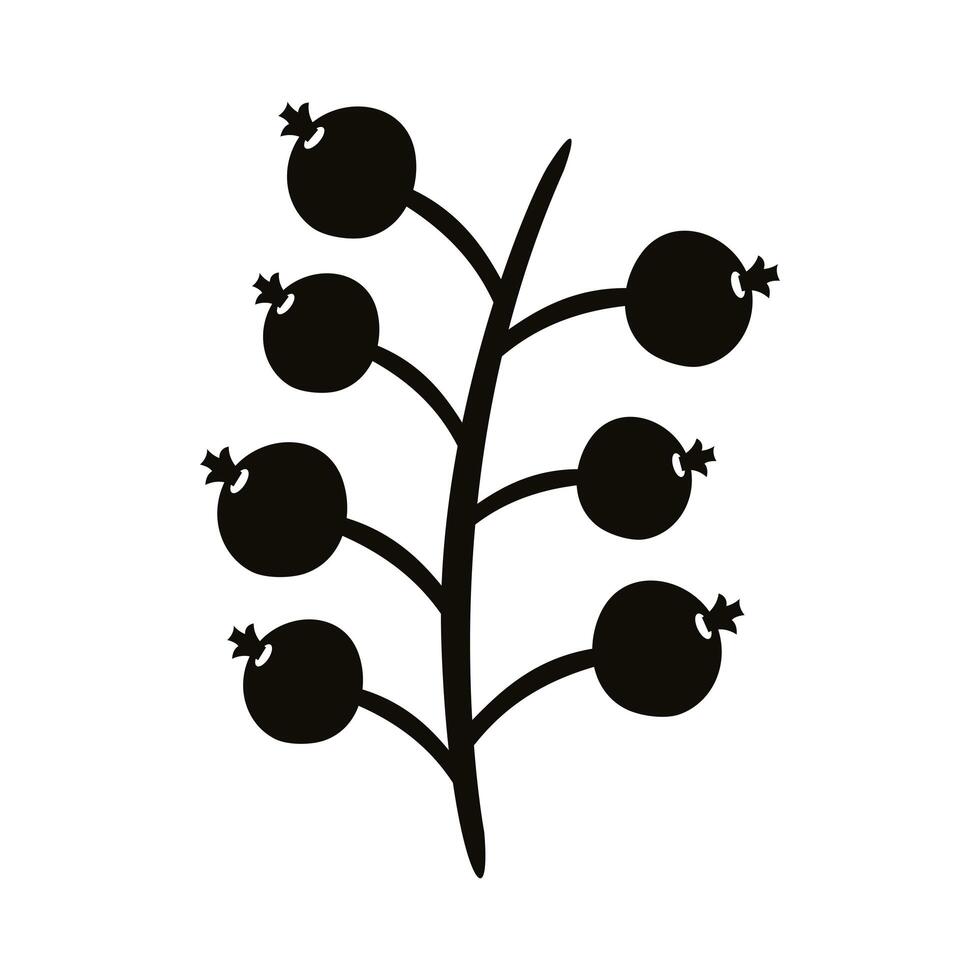 branch with seeds silhouette style icon vector