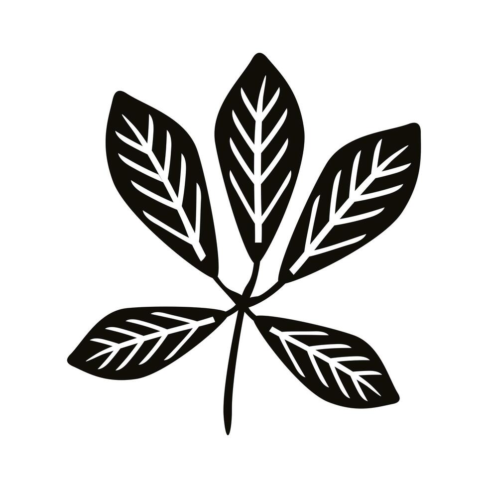 autum ovate leafs silhouette style icon vector