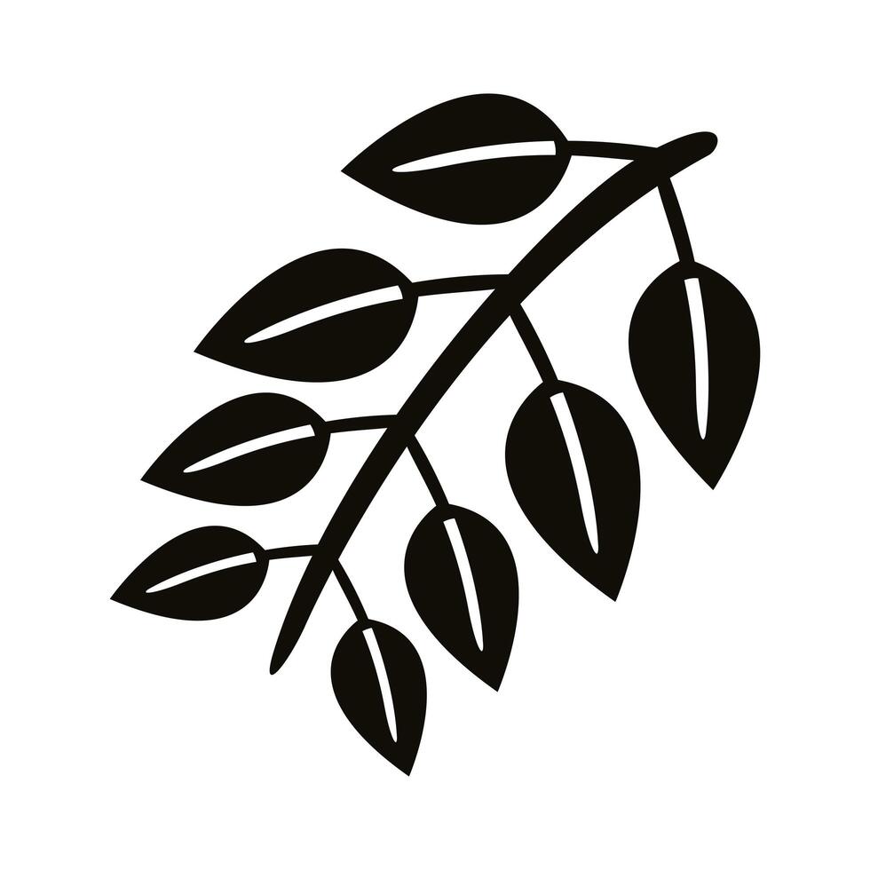 autum pinnate leaf silhouette style icon vector