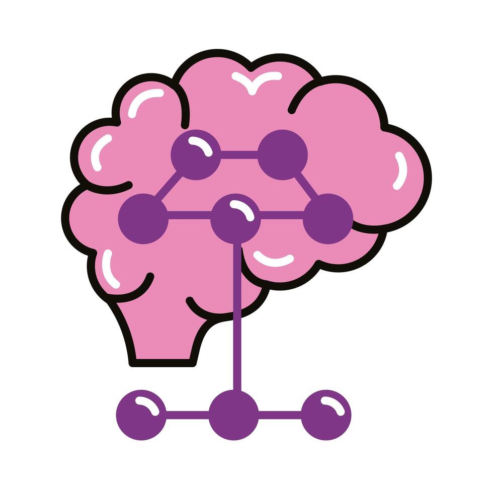brain human with infographic line and fill style icon vector