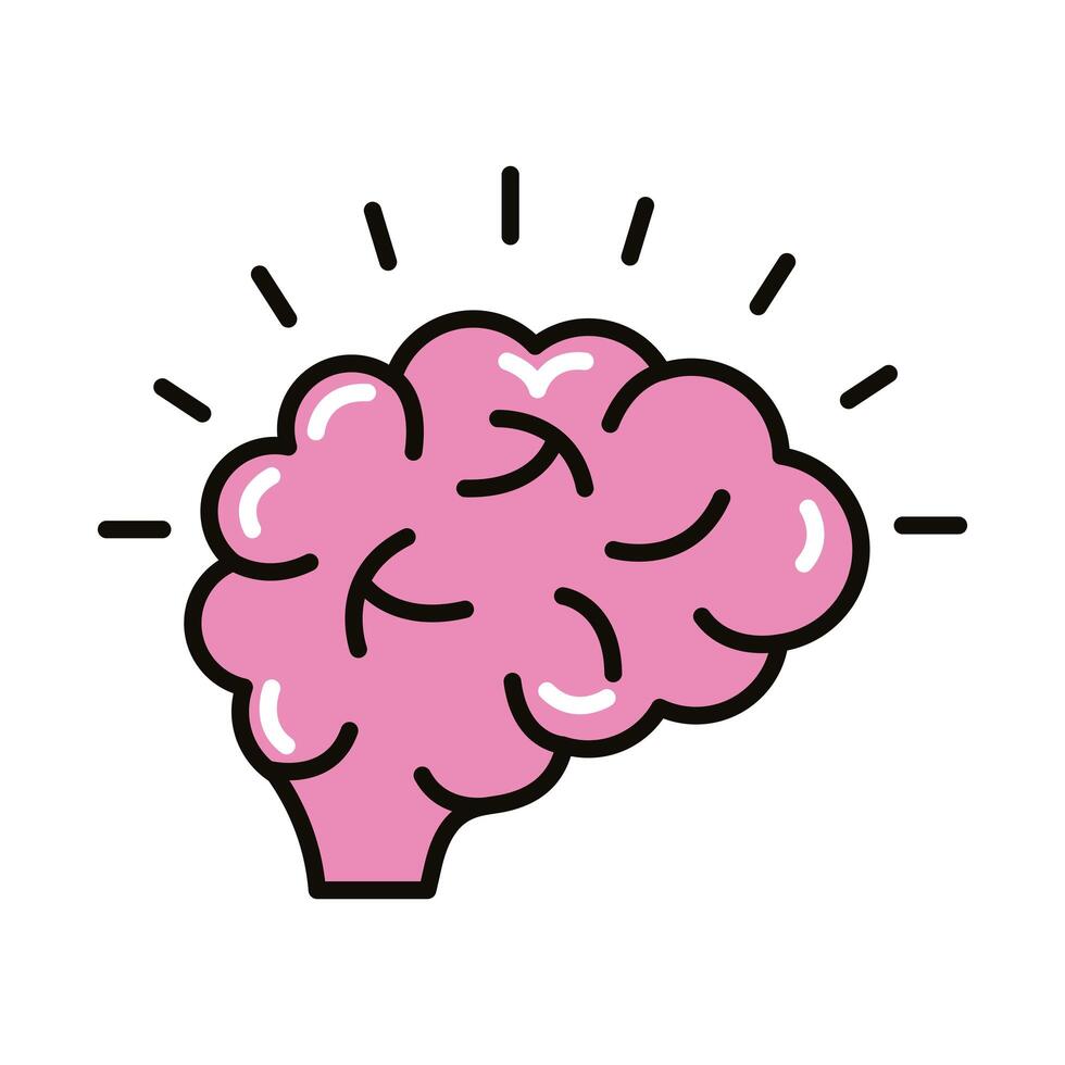 brain human line and fill style icon vector