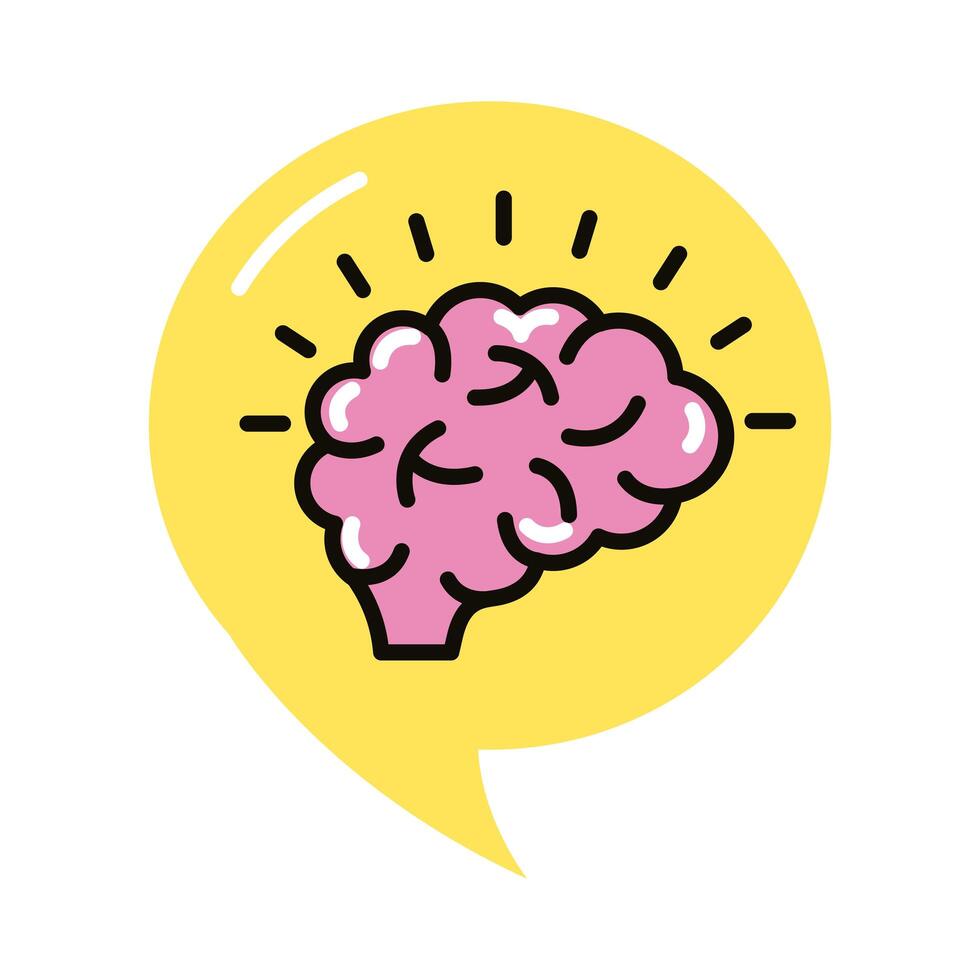 brain human in speech bubble line and fill style icon vector