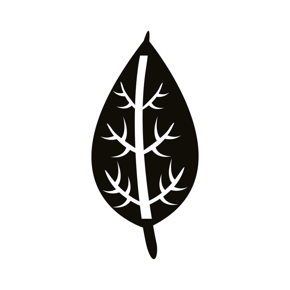 autum ovate leaf silhouette style icon vector