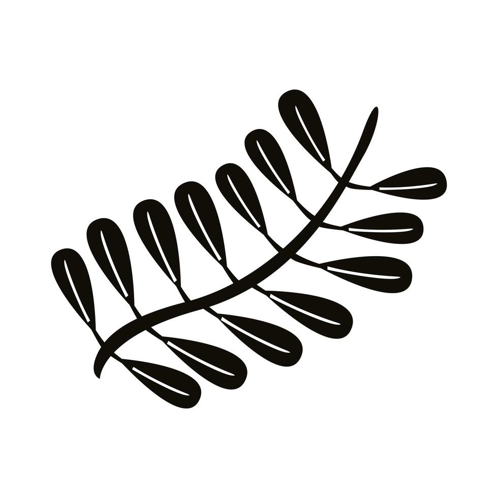 autum pinnate leaf silhouette style icon vector