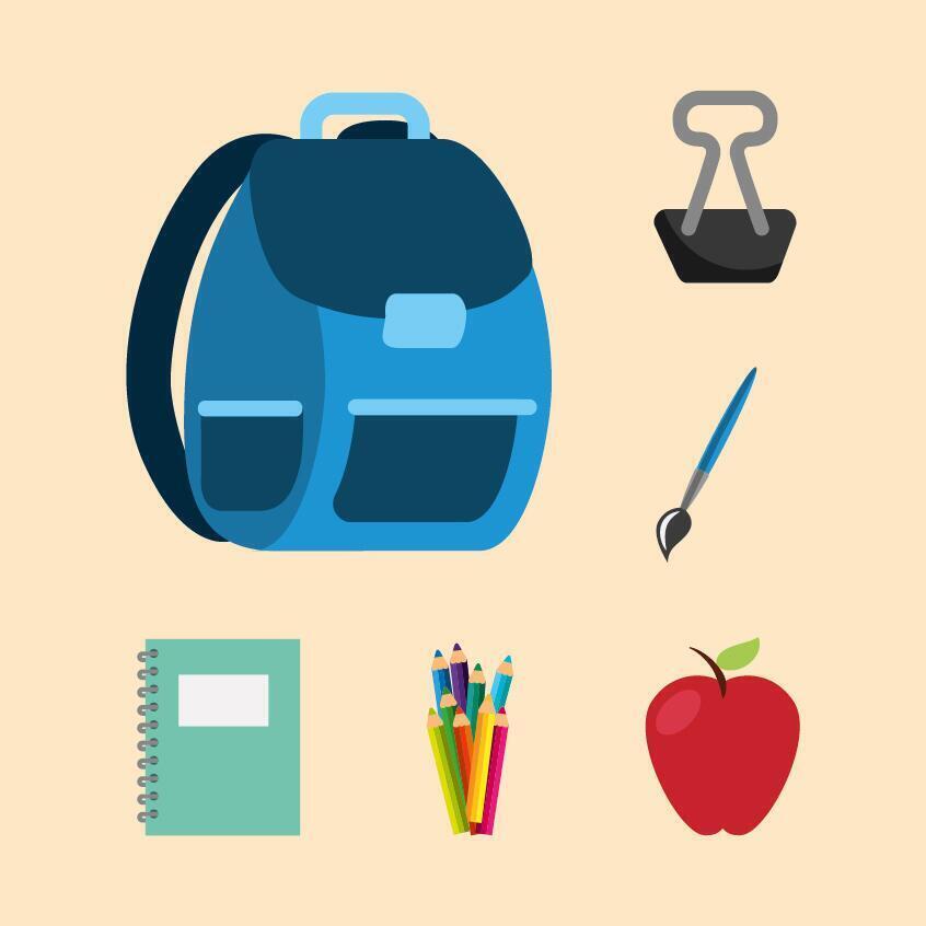 bundle of school set supplies vector