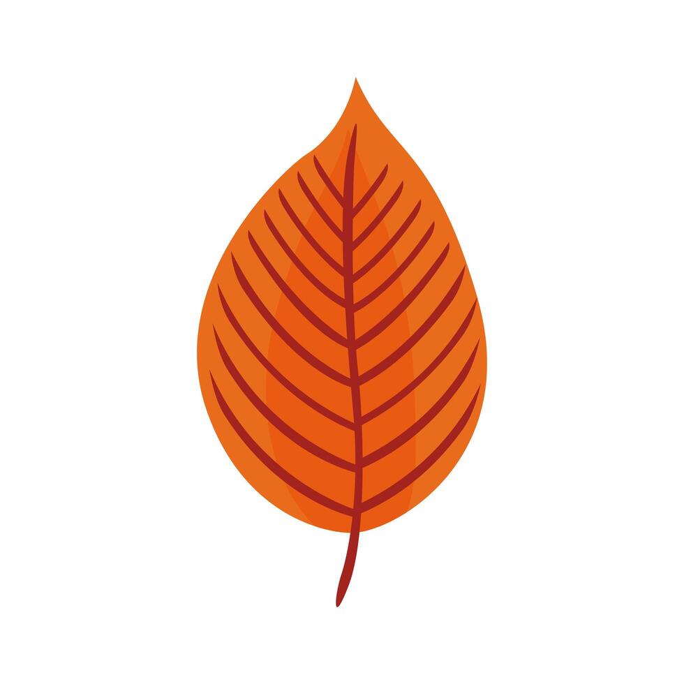 icono de estilo plano de hoja ovada de otoño vector