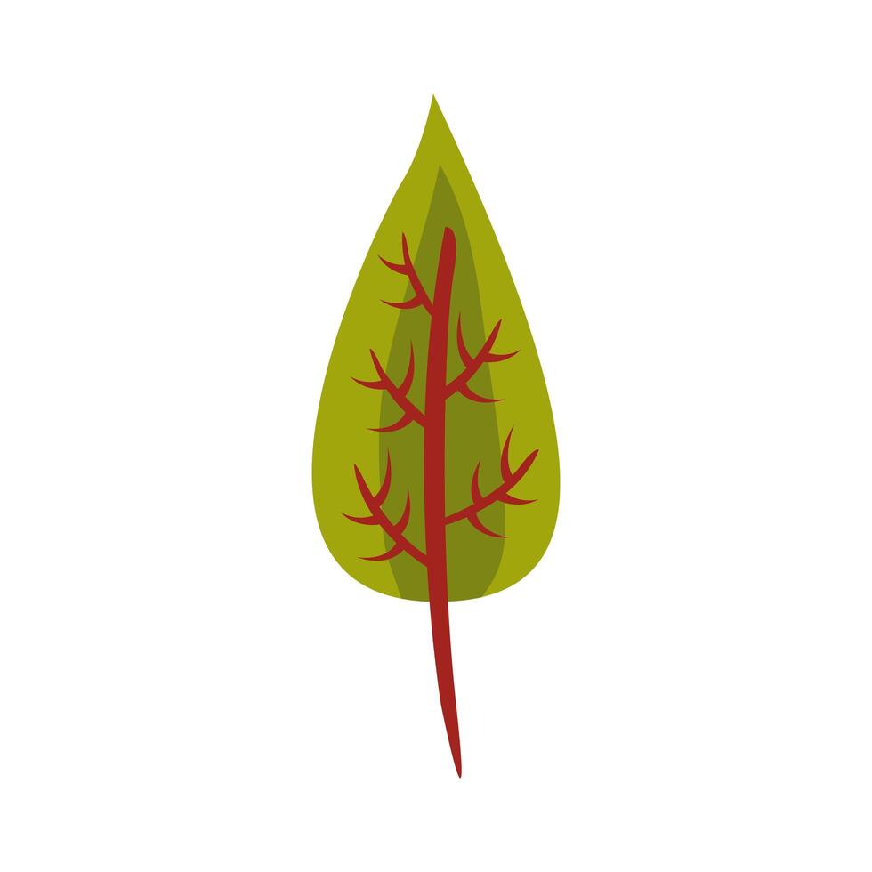 icono de estilo plano de hoja lanceolada de otoño vector