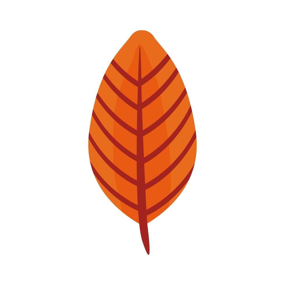 icono de estilo plano de hoja lanceolada de otoño vector