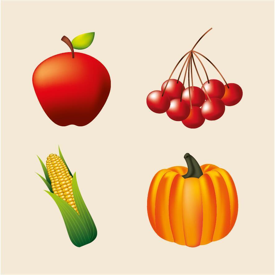 otoño, icono, conjunto, vector, diseño vector