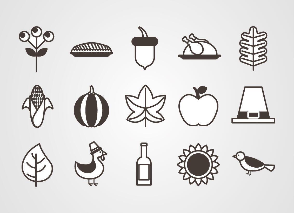 Happy thanksgiving day icon set vector design