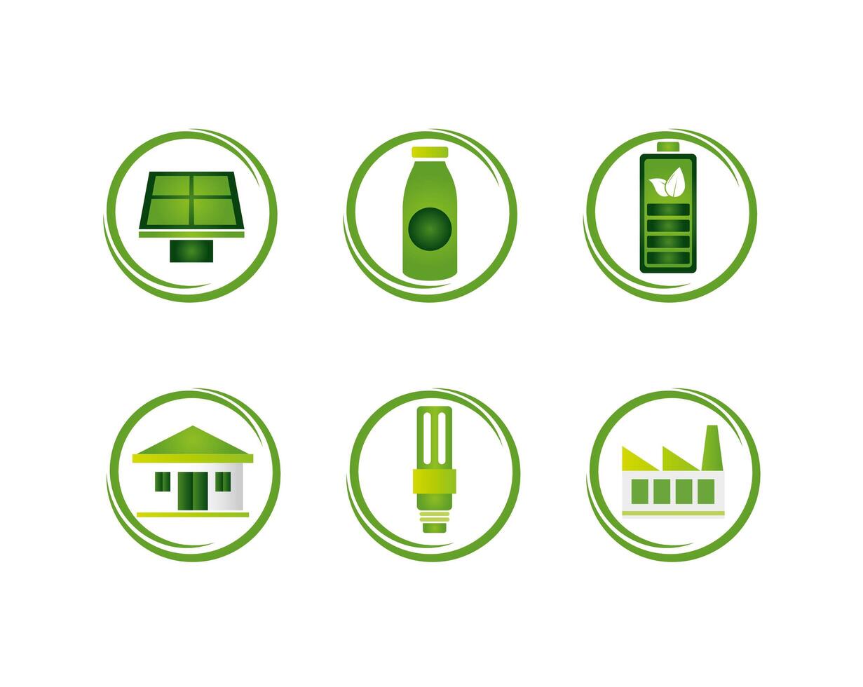 bundle of ecology set icons vector