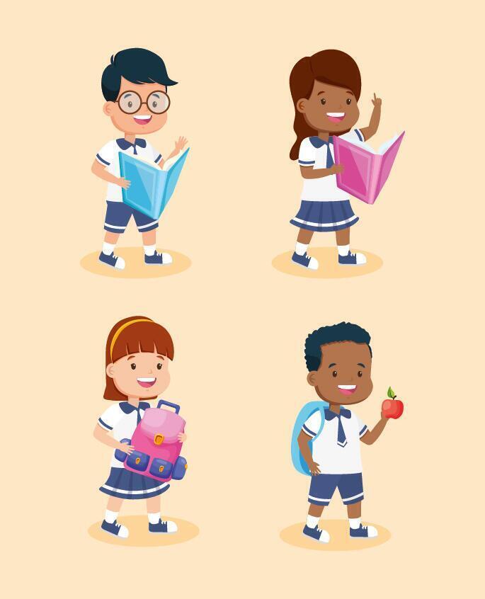 grupo de estudiantes niños personajes vector