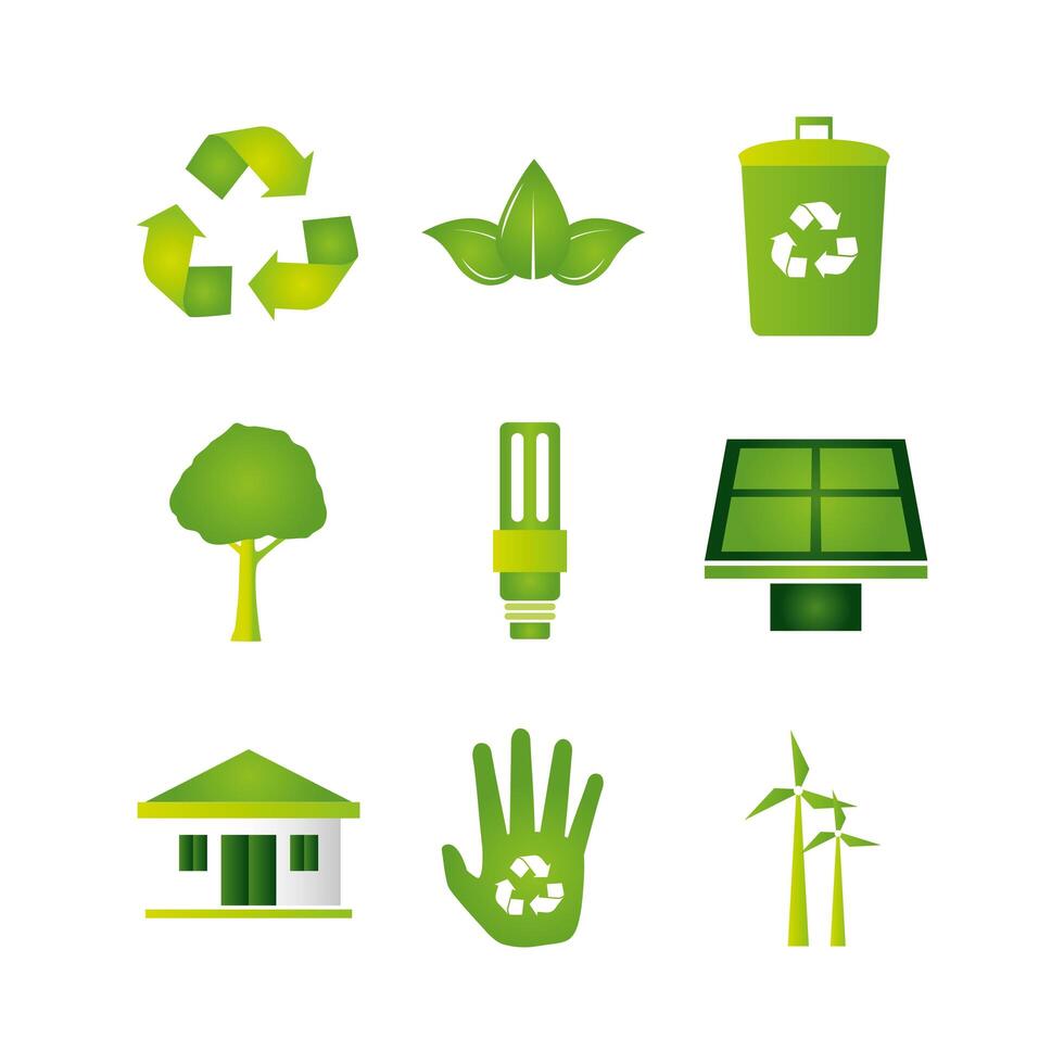 bundle of ecology set icons vector