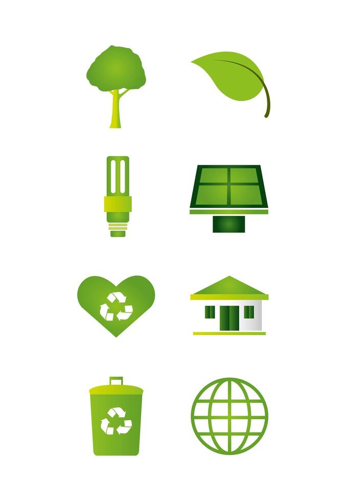 bundle of ecology set icons vector