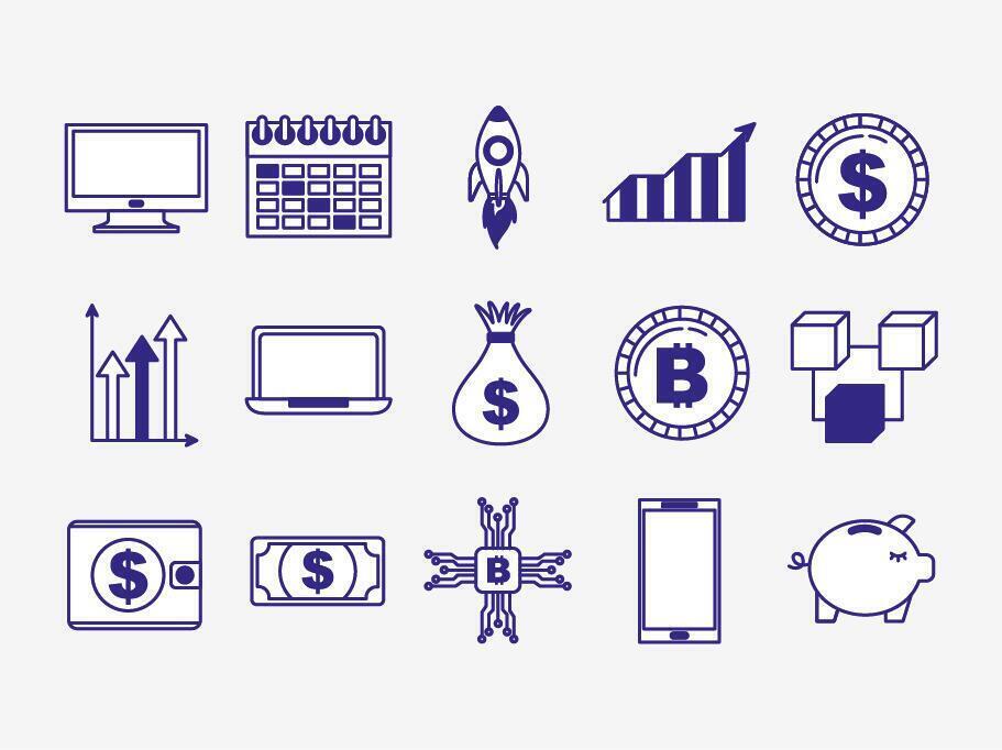 bundle of fintech set icons vector