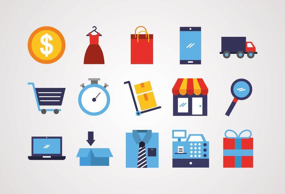 bundle of electronic commerce icons vector