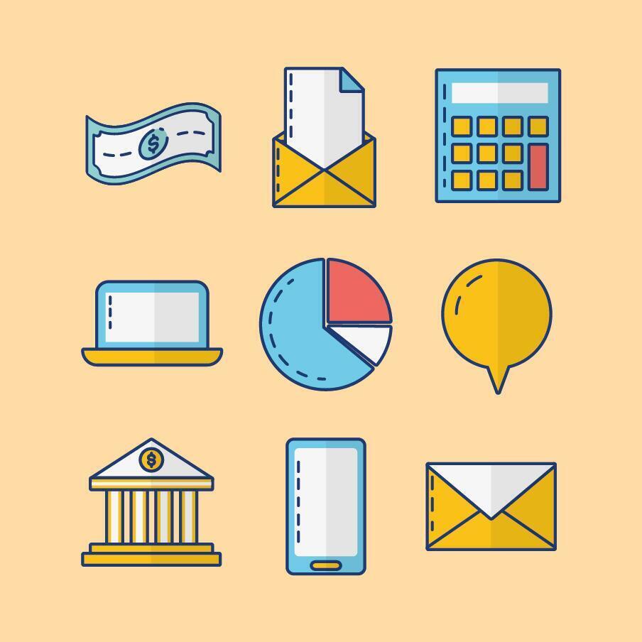 bundle of fintech set icons vector