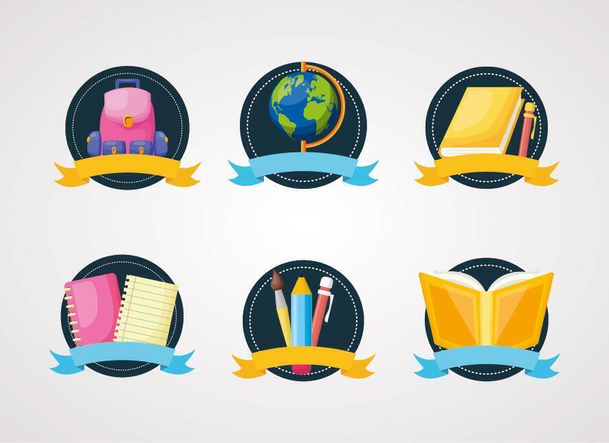 bundle of school set supplies vector