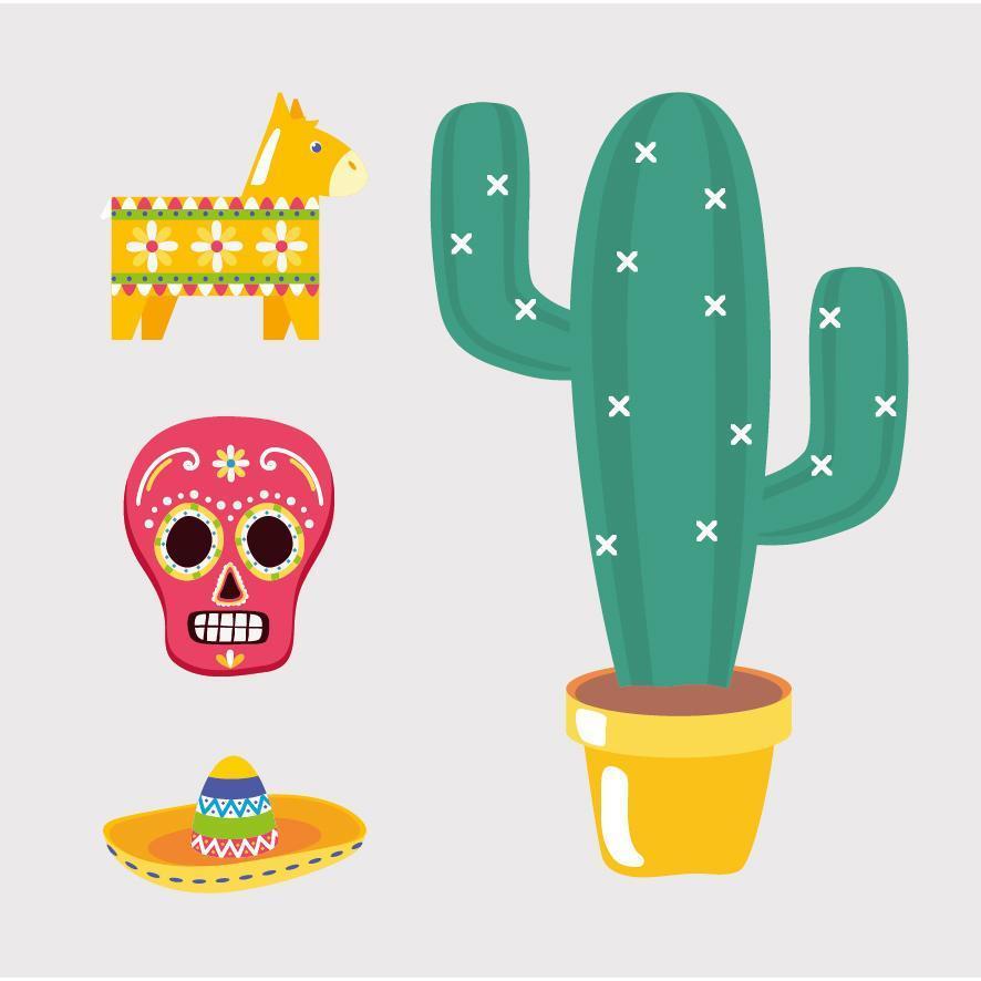 Conjunto de iconos mexicanos aislados diseño vectorial vector