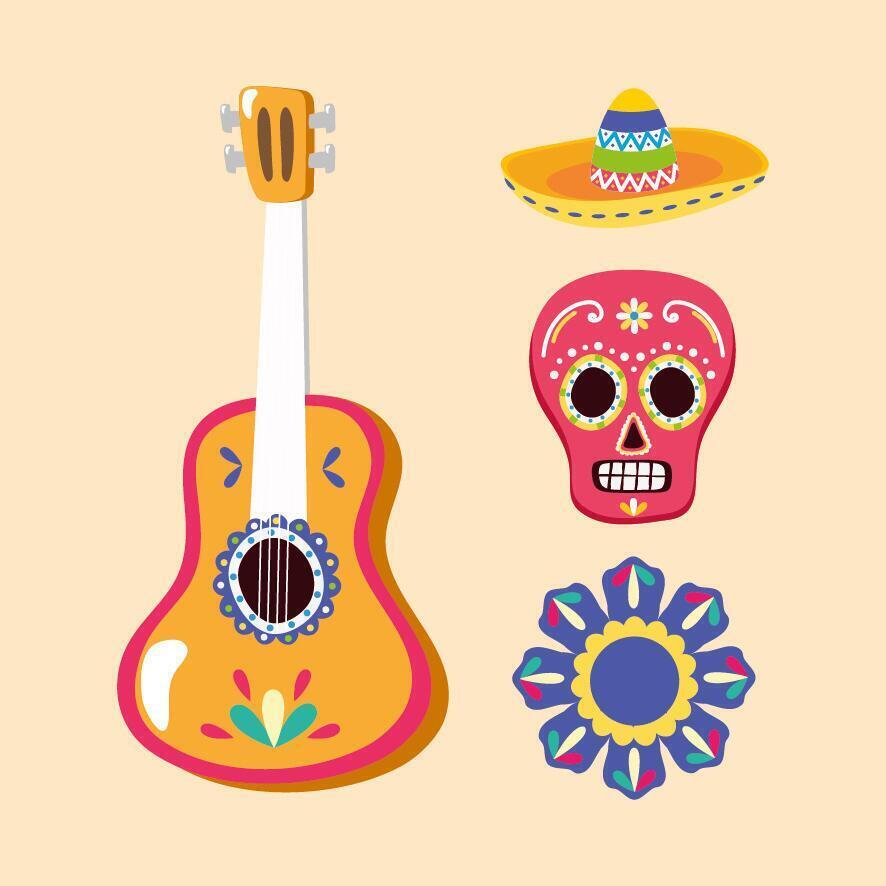 Conjunto de iconos mexicanos aislados diseño vectorial vector