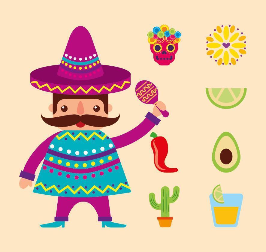 Conjunto de iconos mexicanos aislados diseño vectorial vector