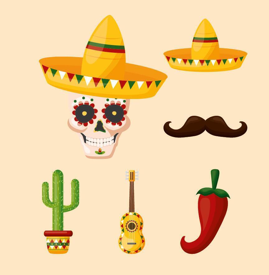 Conjunto de iconos mexicanos aislados diseño vectorial vector