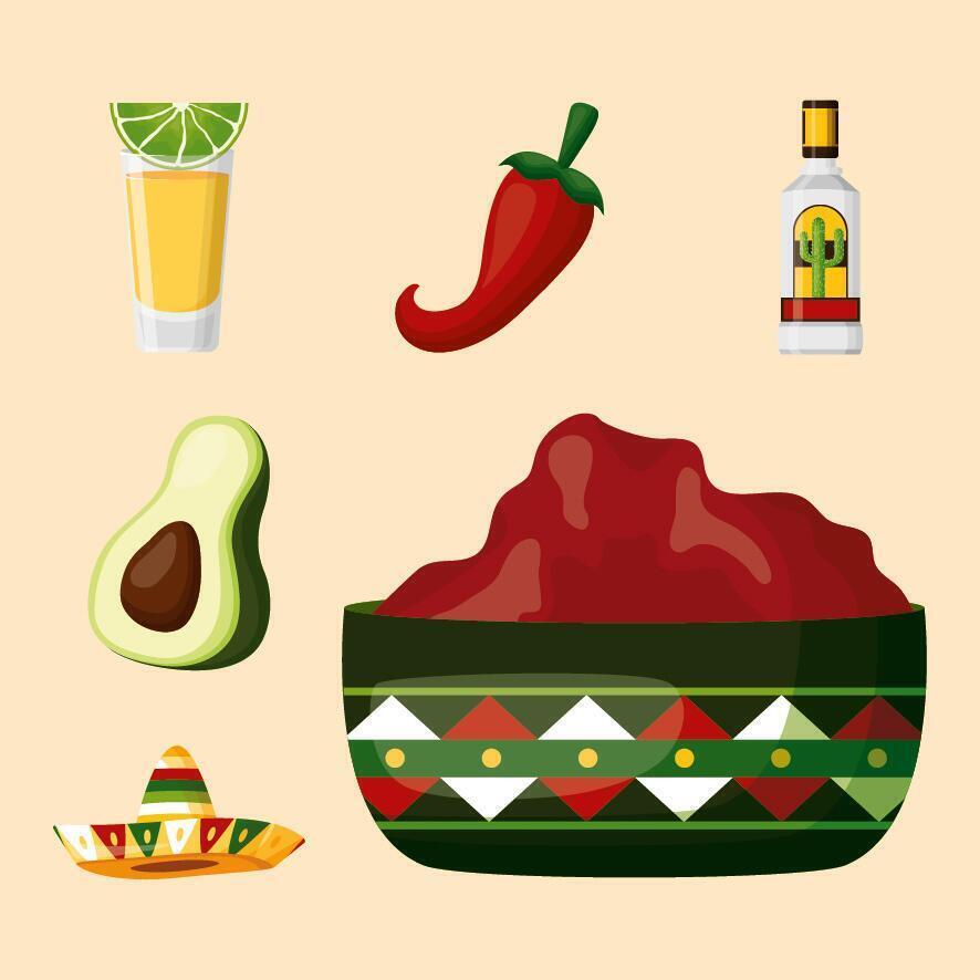 Conjunto de iconos mexicanos aislados diseño vectorial vector